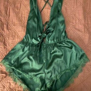 Emerald green lingerie romper